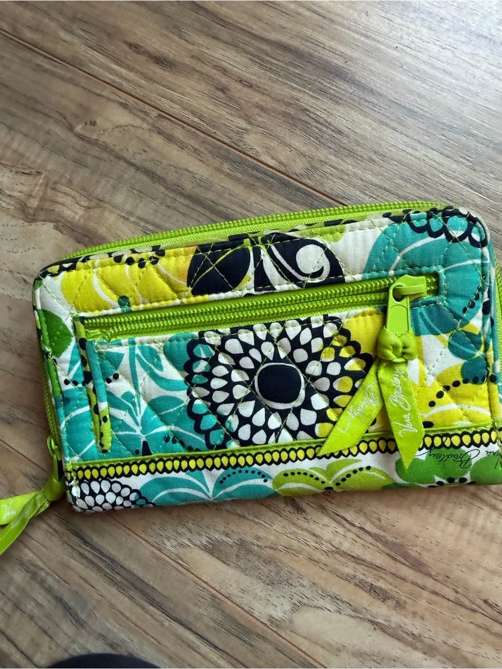 Vera Bradley Lime Green Floral Quilted Wallet